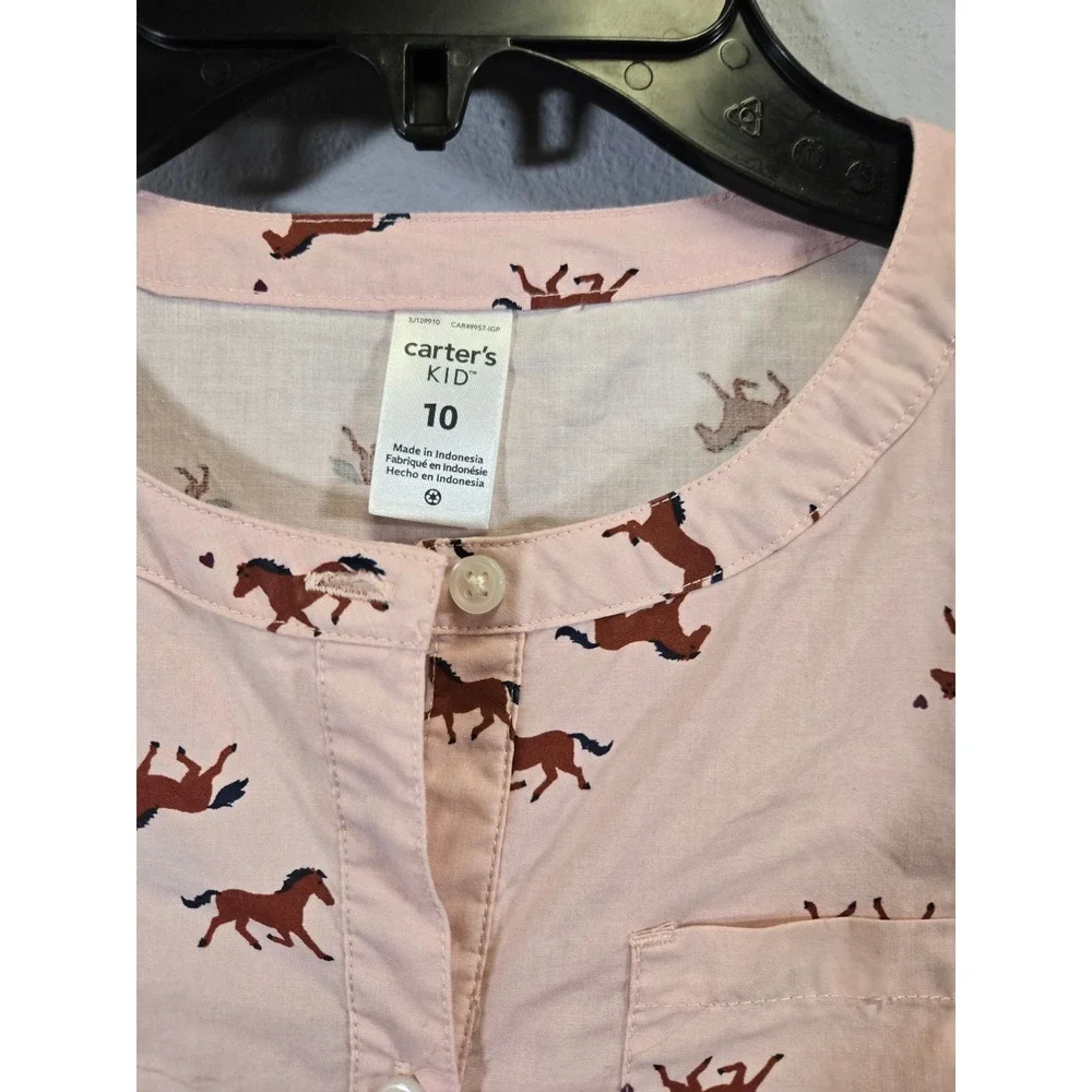 Carter's Horse Print‎ Ruffle Shoulder Belted Button Front Shirt Dress 10
